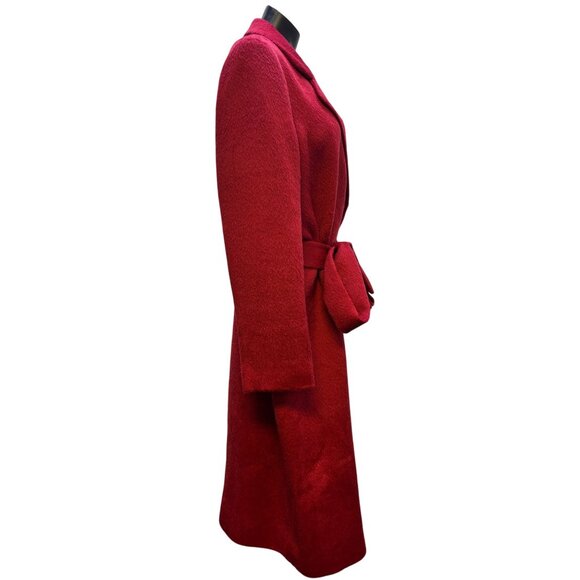 Katherine Kelly Womens Red Belted Wool/Alpaca Coat Size 12 - Picture 3 of 14